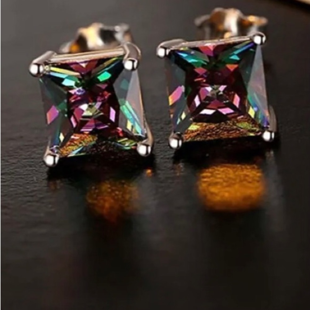 Princess Cut Tanzanite Earrings